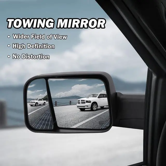 Alt view image 5 of 7 - Driver Side Mirror Compatible with 2009-2018 Dodge Ram 1500,2010-2018 Dodge Ram 2500 3500,Tow Mirrors with Power Glass Heated Turn Signal Light Puddle Lamp(Black)