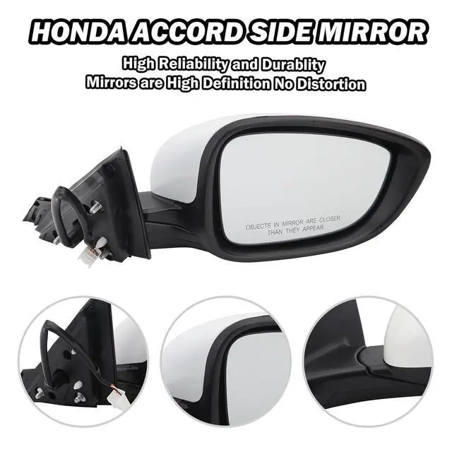 Alt view image 3 of 7 - Passenger Side View Mirror Compatible with 2018 2019 2020 2021 2022 Honda Accord Sedan White Non Heated Without Signal Light 76208TVEH01