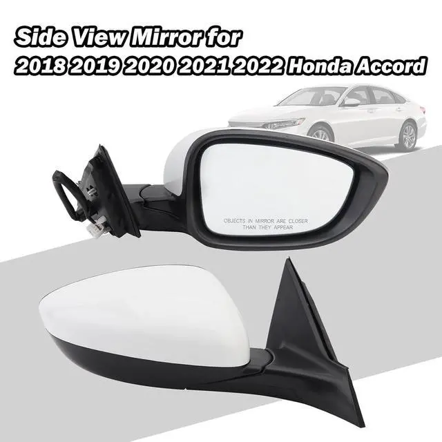 Alt view image 5 of 7 - Passenger Side View Mirror Compatible with 2018 2019 2020 2021 2022 Honda Accord Sedan White Non Heated Without Signal Light 76208TVEH01