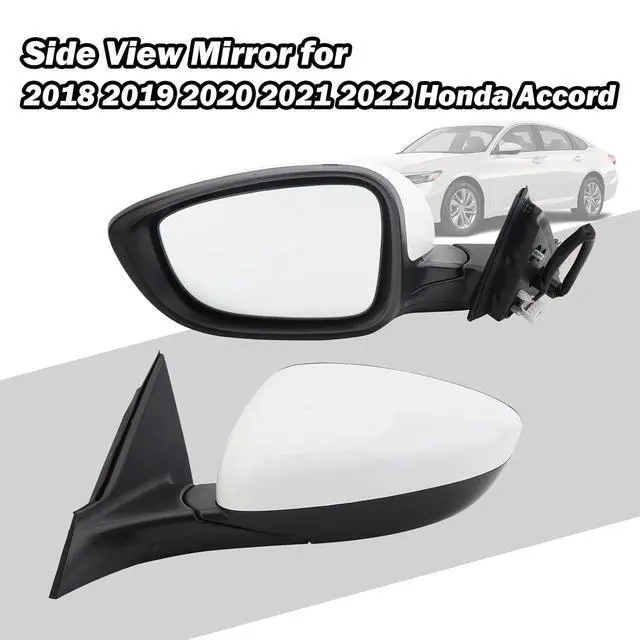 Alt view image 6 of 7 - Honda Accord Door Mirror Compatible with 2018 2019 2020 2021 2022 Honda Accord Driver Side Mirror White Non Heated Without Signal Light 76258TVEH01