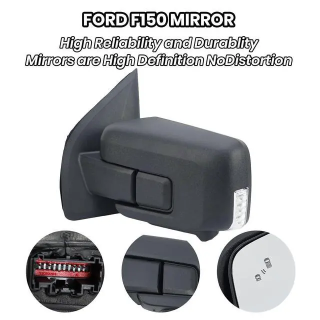 Alt view image 6 of 7 - Left Driver Side Mirror for Ford 2021-2024 Ford F150 with Camera(11+1 Pins) | Mirrors with Turn Signal Blind Spot Detection,Puddle Lights Power Heated