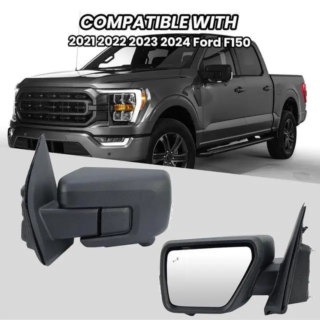 Alt view image 7 of 7 - Left Driver Side Mirror for Ford 2021-2024 Ford F150 with Camera(11+1 Pins) | Mirrors with Turn Signal Blind Spot Detection,Puddle Lights Power Heated