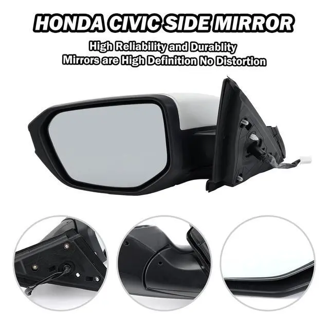 Alt view image 3 of 7 - Driver Side Mirror Compatible With 2016 2017 2018 2019 2020 2021 Honda Civic Coupe Sedan Hatchback,Mirror with Power Glass,Non-Heated,Manual Folding