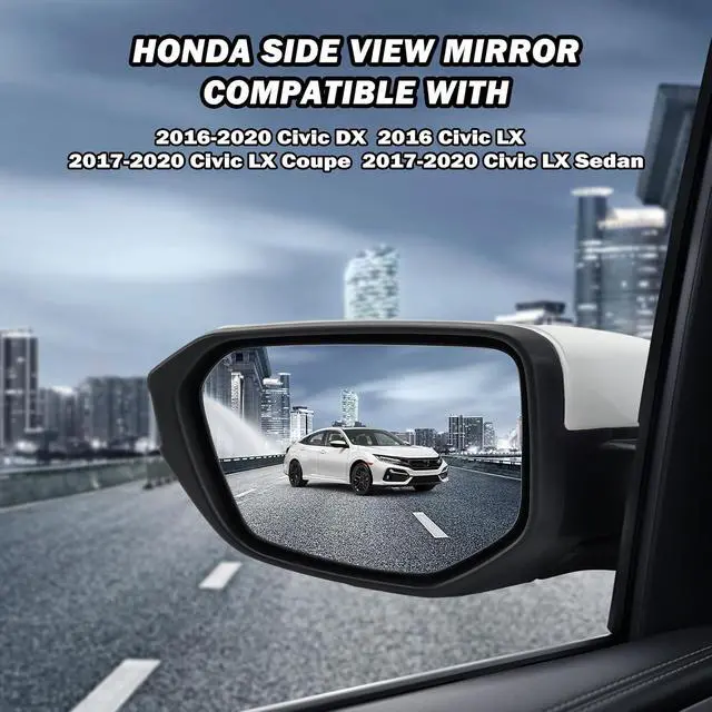 Alt view image 4 of 7 - Driver Side Mirror Compatible With 2016 2017 2018 2019 2020 2021 Honda Civic Coupe Sedan Hatchback,Mirror with Power Glass,Non-Heated,Manual Folding
