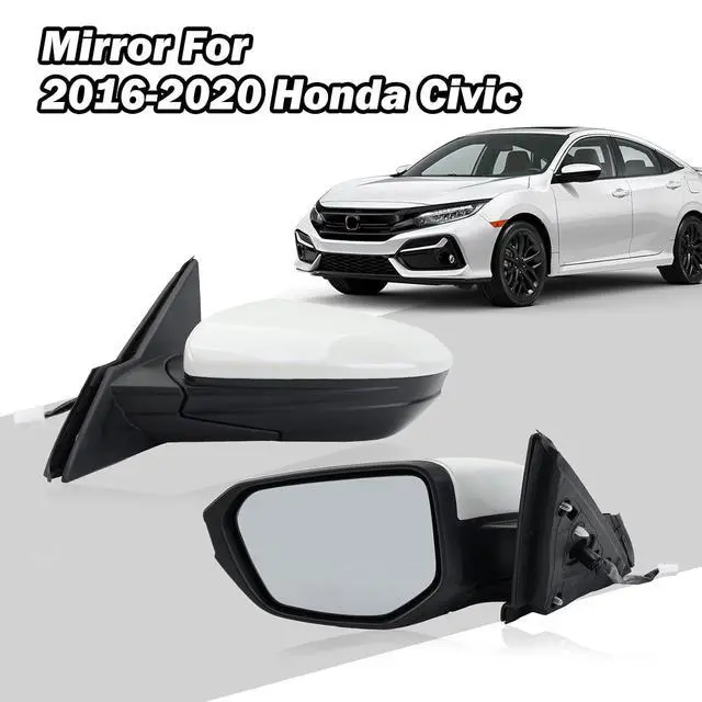 Alt view image 7 of 7 - Driver Side Mirror Compatible With 2016 2017 2018 2019 2020 2021 Honda Civic Coupe Sedan Hatchback,Mirror with Power Glass,Non-Heated,Manual Folding