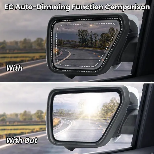 Alt view image 5 of 7 - Left Driver Side Door Mirror Fits 2021-2025 Ford F150 Mirrors With Memory Camera Power Folding Blind Spot Turn Signal Puddle Light Temperature Sensor Heated Chrome(18+1Pins)