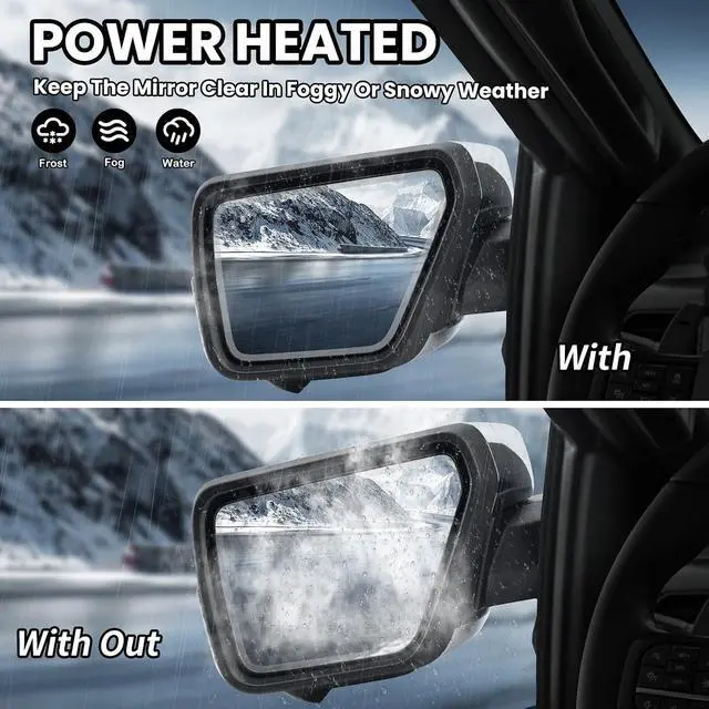 Alt view image 6 of 7 - Left Driver Side Door Mirror Fits 2021-2025 Ford F150 Mirrors With Memory Camera Power Folding Blind Spot Turn Signal Puddle Light Temperature Sensor Heated Chrome(18+1Pins)