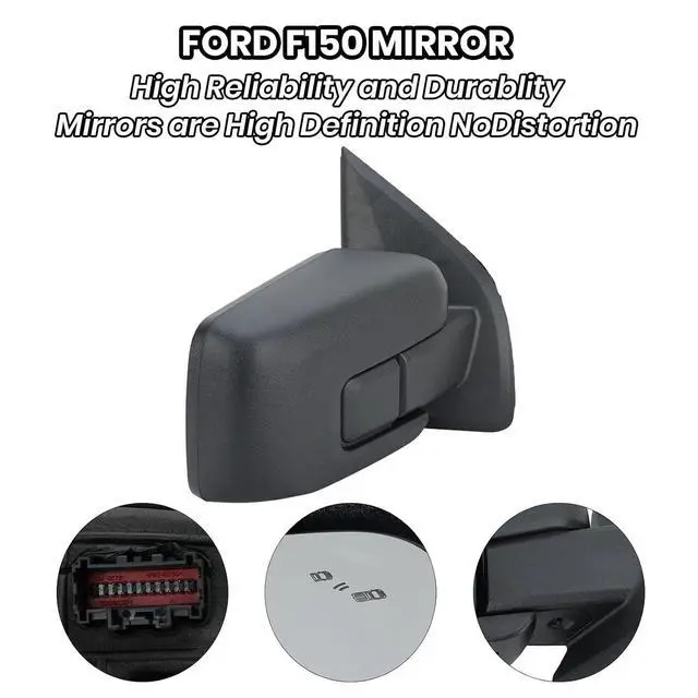 Alt view image 6 of 7 - Passenger Side Door Mirror Compatible With 2021 2022 2023 2024 2025 Ford F150 Mirror with Blind Spot Temperature Sensors Heated Power Glass Manual Folding,Matte Black (9Pins)