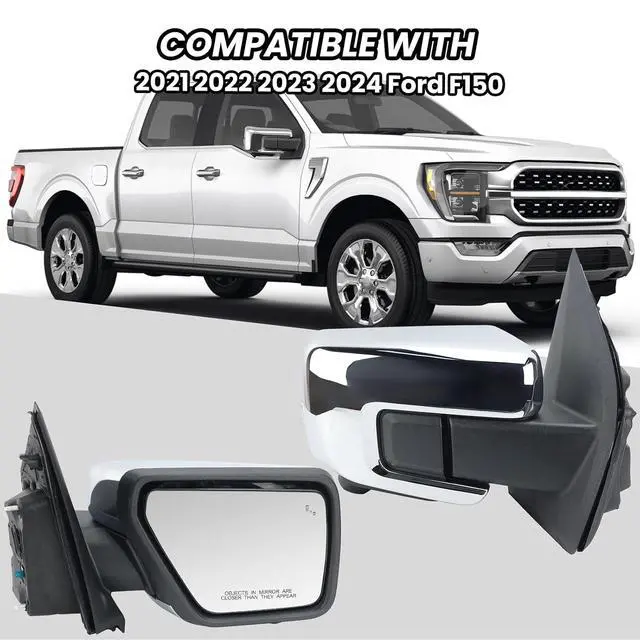 Alt view image 7 of 7 - Passenger Side Mirror for 2021-2025 Ford F150 with Camera Chrome(18+1Pins) | Mirrors with Memory Camera Power Folding Blind Spot Turn Signal Puddle Light Temperature Sensor Heated (Right)