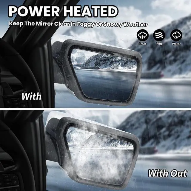 Alt view image 5 of 7 - Passenger Side Mirror for 2021-2025 Ford F150 with Camera Chrome(18+1Pins) | Mirrors with Memory Camera Power Folding Blind Spot Turn Signal Puddle Light Temperature Sensor Heated (Right)
