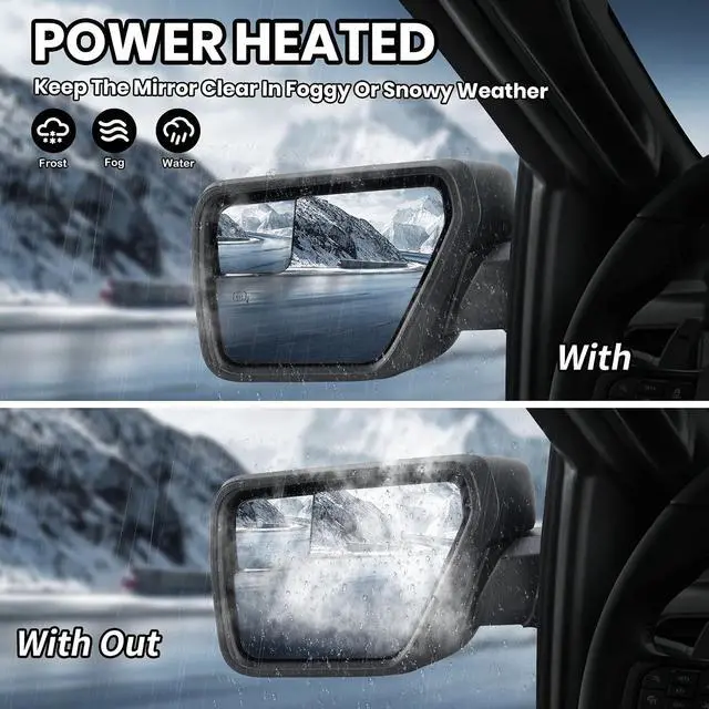 Alt view image 5 of 7 - Driver Side Door Mirror Compatible With 2021 2022 2023 2024 2025 Ford F150 Mirror with Heated Power Glass Manual Folding,Matte Black (5Pins)