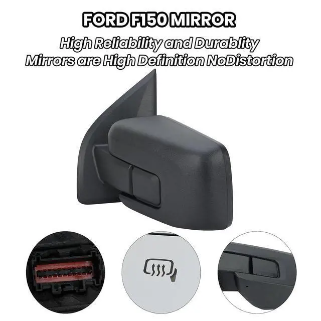 Alt view image 6 of 7 - Driver Side Door Mirror Compatible With 2021 2022 2023 2024 2025 Ford F150 Mirror with Heated Power Glass Manual Folding,Matte Black (5Pins)