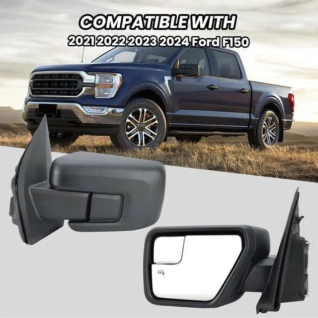 Alt view image 7 of 7 - Driver Side Door Mirror Compatible With 2021 2022 2023 2024 2025 Ford F150 Mirror with Heated Power Glass Manual Folding,Matte Black (5Pins)