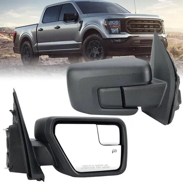 Main image of Passenger Side Door Mirror Compatible With 2021 2022 2023 2024 2025 Ford F150 Mirror with Temperature Sensors Heated Power Glass Manual Folding,Matte Black (7Pins)