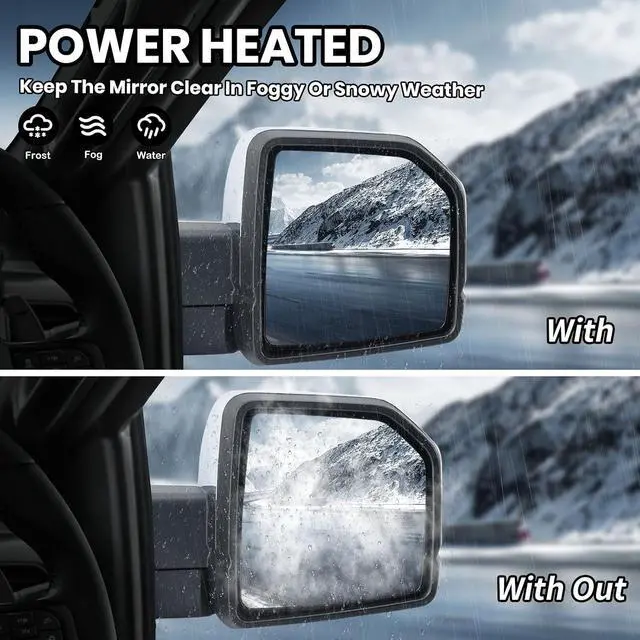 Alt view image 6 of 7 - Passenger Side Mirror Compatible with 2015-2020 Ford F150 Mirrors with Camera Power Folding Memory Heated Turn Signal Blind Spot Detection,Puddle Lights,Temperature Sensor Chrome (18+4 Pins)