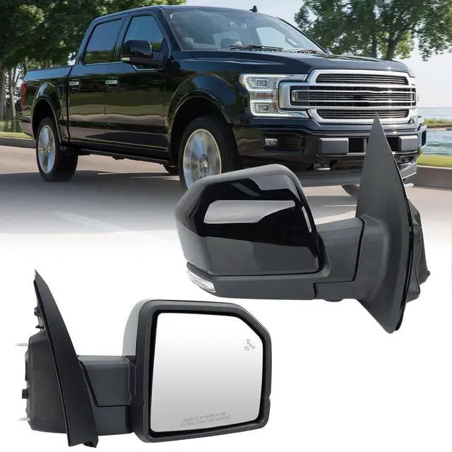 Main image of Passenger Side Mirror Compatible with 2015-2020 Ford F150 Mirrors with Camera Power Folding Memory Heated Turn Signal Blind Spot Detection,Puddle Lights,Temperature Sensor Black (18+4 Pins)