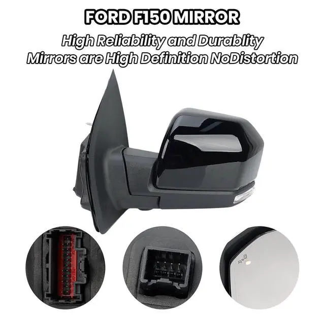 Alt view image 5 of 7 - Driver Side Mirror Compatible with 2015-2020 Ford F150 Mirrors with Camera Power Folding Memory Heated Turn Signal Blind Spot Detection,Puddle Lights,Black (18+4 Pins)