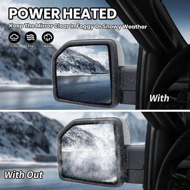 Alt view image 6 of 7 - Driver Side Mirror Compatible with 2015-2020 Ford F150 Mirrors with Camera Power Folding Memory Heated Turn Signal Blind Spot Detection,Puddle Lights,Black (18+4 Pins)