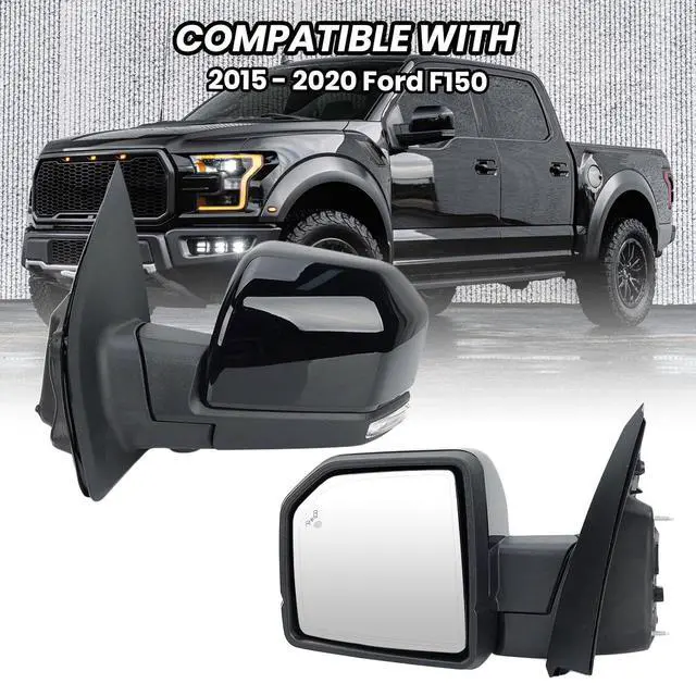 Alt view image 7 of 7 - Driver Side Mirror Compatible with 2015-2020 Ford F150 Mirrors with Camera Power Folding Memory Heated Turn Signal Blind Spot Detection,Puddle Lights,Black (18+4 Pins)