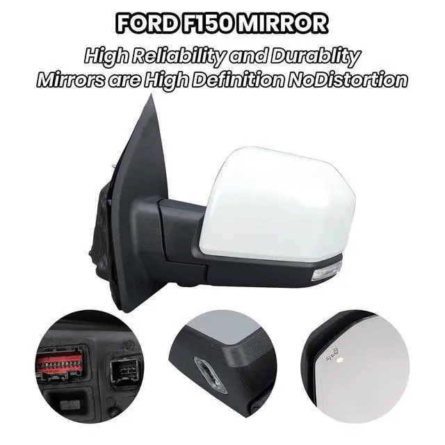 Alt view image 5 of 7 - Driver Side Mirror for 2015-2020 Ford F150 with Camera White(18+4 Pins) | Mirrors with Camera Power Folding Memory Heated Turn Signal Blind Spot Detection,Puddle Lights