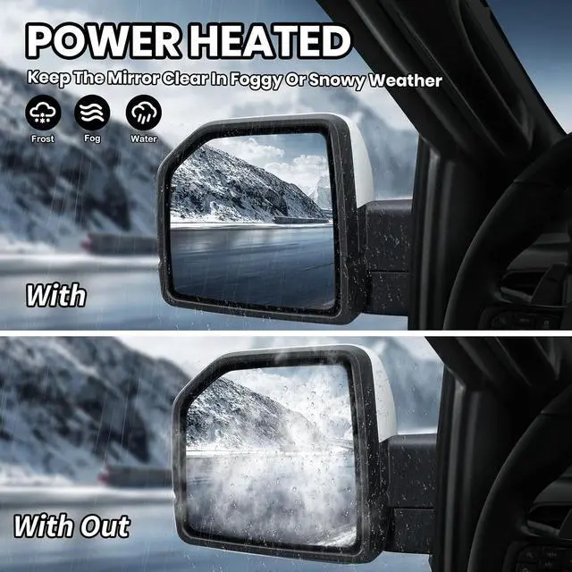 Alt view image 6 of 7 - Driver Side Mirror for 2015-2020 Ford F150 with Camera White(18+4 Pins) | Mirrors with Camera Power Folding Memory Heated Turn Signal Blind Spot Detection,Puddle Lights