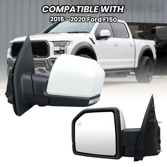 Alt view image 7 of 7 - Driver Side Mirror for 2015-2020 Ford F150 with Camera White(18+4 Pins) | Mirrors with Camera Power Folding Memory Heated Turn Signal Blind Spot Detection,Puddle Lights