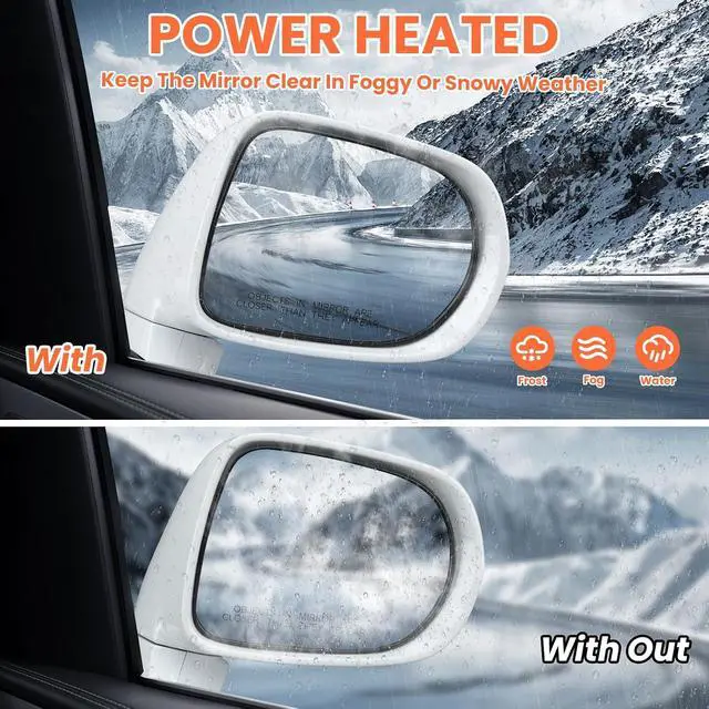 Alt view image 5 of 7 - Passenger Side Mirror for 2010-2012 Lexus RX350 RX450H White(14Pins) | Mirrors with Mirror Memory Turn Signal Puddle Light Heated Power Glass Manual Folding Right