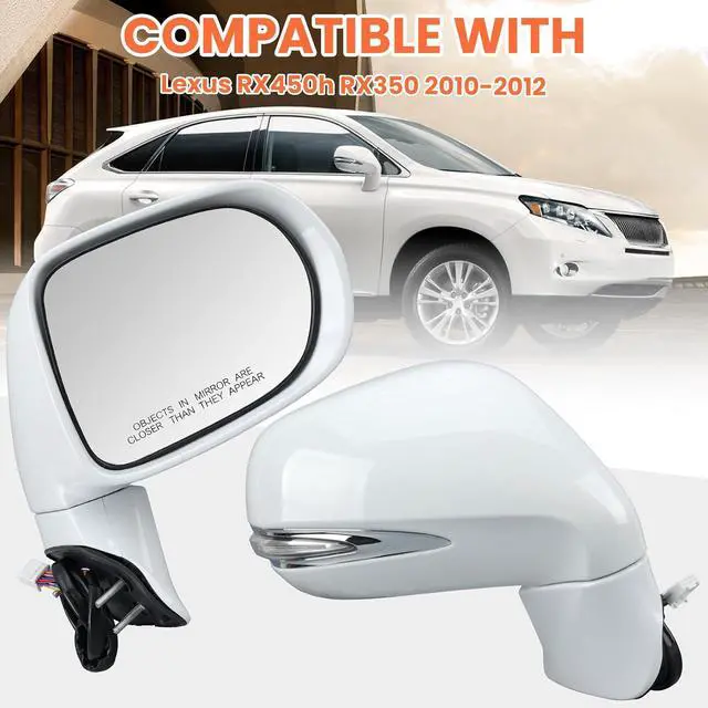Alt view image 7 of 7 - Passenger Side Mirror for 2010-2012 Lexus RX350 RX450H White(14Pins) | Mirrors with Mirror Memory Turn Signal Puddle Light Heated Power Glass Manual Folding Right