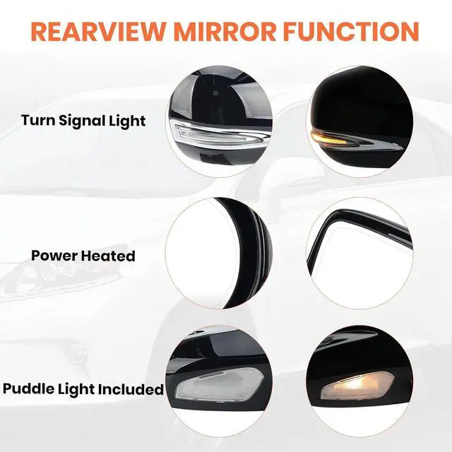 Alt view image 4 of 7 - Passenger Side Mirror for 2013 2014 2015 Lexus RX350 RX450H Black(16Pins) | Mirrors with Mirror Power Folding Memory Turn Signal Puddle Light Heated Power Glass Right