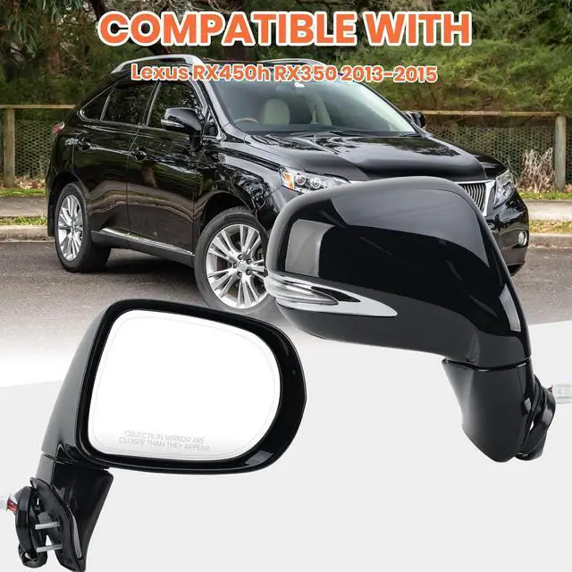 Alt view image 7 of 7 - Passenger Side Mirror for 2013 2014 2015 Lexus RX350 RX450H Black(16Pins) | Mirrors with Mirror Power Folding Memory Turn Signal Puddle Light Heated Power Glass Right