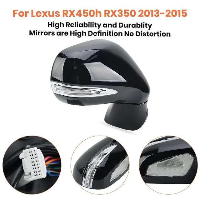 Alt view image 6 of 7 - Passenger Side Mirror for 2013 2014 2015 Lexus RX350 RX450H Black(16Pins) | Mirrors with Mirror Power Folding Memory Turn Signal Puddle Light Heated Power Glass Right