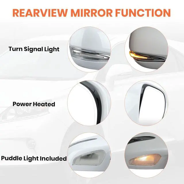 Alt view image 4 of 7 - Passenger Side Mirror for 2013 2014 2015 Lexus RX350 RX450H White(16Pins) | Mirrors with Mirror Power Folding Memory Turn Signal Puddle Light Heated Power Glass Right