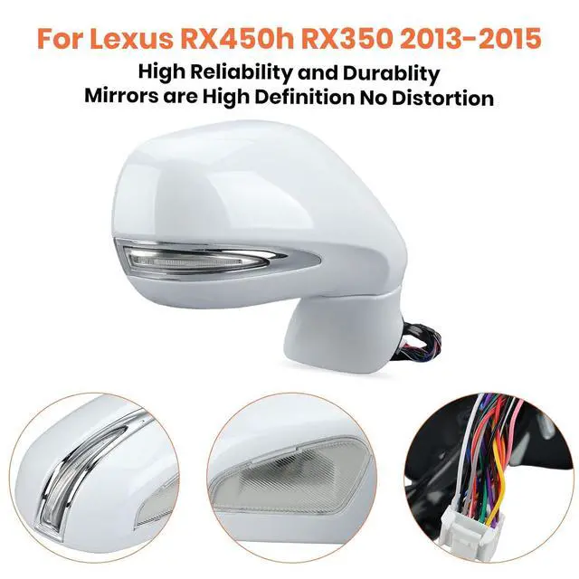 Alt view image 6 of 7 - Passenger Side Mirror for 2013 2014 2015 Lexus RX350 RX450H White(16Pins) | Mirrors with Mirror Power Folding Memory Turn Signal Puddle Light Heated Power Glass Right