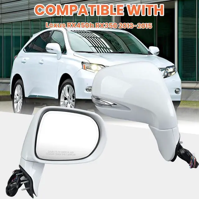 Alt view image 7 of 7 - Passenger Side Mirror for 2013 2014 2015 Lexus RX350 RX450H White(16Pins) | Mirrors with Mirror Power Folding Memory Turn Signal Puddle Light Heated Power Glass Right
