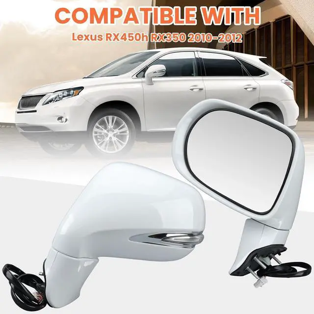Alt view image 7 of 7 - Driver Side Mirror for 2010-2012 Lexus RX350 RX450H White(14Pins) | Mirrors with Mirror Memory Turn Signal Puddle Light Heated Power Glass Manual Folding Left