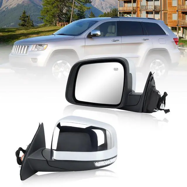 Main image of Driver Side Mirror Compatible with 2011 2012 2013 2014 2015 2016 2017 2018 2019 2020 2021 Grand Cherokee Mirror with Power Glass,Heated,Signal Light,Memory,Manual Folding Chrome (11pins)