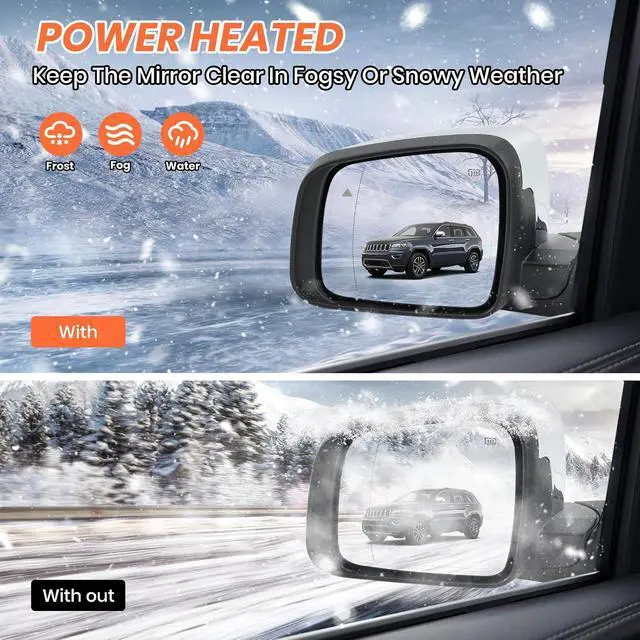 Alt view image 5 of 7 - Left Driver Side Mirror Compatible with Jeep Grand Cherokee 2011-2021 WK Mirrors with Power Folding,Memory,Blind Spot,Puddle Light,Turn Signal,Heated,Chrome Replaces 5VB45AXRAB (18Pins)