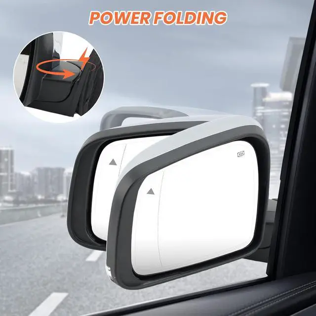 Alt view image 7 of 7 - Left Driver Side Mirror Compatible with Jeep Grand Cherokee 2011-2021 WK Mirrors with Power Folding,Memory,Blind Spot,Puddle Light,Turn Signal,Heated,Chrome Replaces 5VB45AXRAB (18Pins)