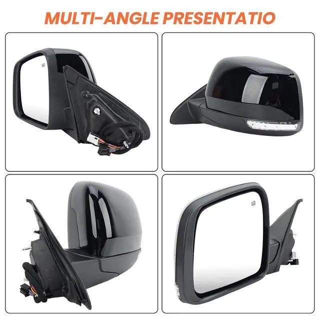 Alt view image 6 of 7 - Left Driver Side Mirror Compatible With 2011-2021 Jeep Grand Cherokee Mirrors With Memory Heated Turn Signal Manual Folding Power Glass Replace 68257941AB(11Pins) Black
