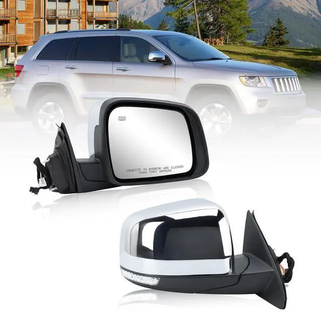 Main image of Passenger Side Mirror Compatible with 2011 2012 2013 2014 2015 2016 2017 2018 2019 2020 2021 Grand Cherokee Mirror with Power Glass,Heated,Signal Light,Memory,Manual Folding Chrome (11pins)