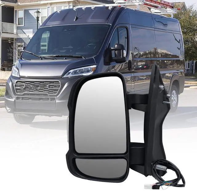 Main image of Left Driver Side Mirror Compatible with 2014-2024 Ram Promaster 1500/2500/3500,Mirrors with Heated,Power Glass,Turn Signals Light,Temperature Sensor,Replaces# 5VE99JXWAD(Short Arm)8+2Pins