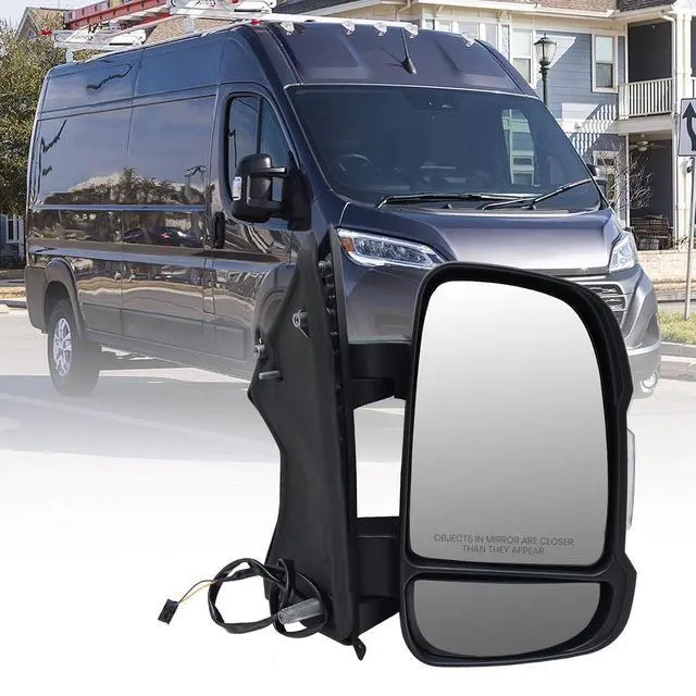 Main image of Passenger Side Mirror for with 2014-2024 Ram Promaster 1500/2500/3500,Mirrors with Turn Signals Light,Temperature Sensor,Without Power Glass,Replaces# CH1321417 5VE98JXWAB(Short Arm)2Pins