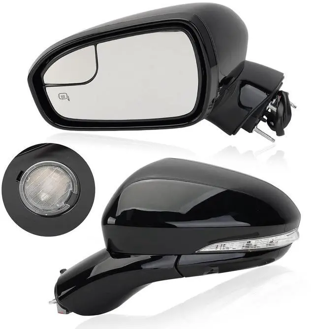 Main image of Left Driver Side Mirror for 2013 2014 2015 2016 Ford Fusion Sedan S SE SE Hybrid,Power Mirror with Heated,In-housing Signal Light,Puddle Lights,Manual Folding,Ford Fusion Mirror Black