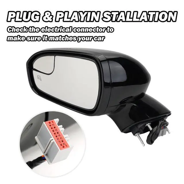 Alt view image 5 of 7 - Left Driver Side Mirror for 2013 2014 2015 2016 Ford Fusion Sedan S SE SE Hybrid,Power Mirror with Heated,In-housing Signal Light,Puddle Lights,Manual Folding,Ford Fusion Mirror Black