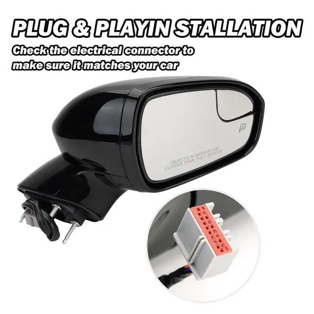 Alt view image 5 of 7 - Right Passenger Side Mirror for 2013 2014 2015 2016 Ford Fusion Sedan S SE SE Hybrid,Power Mirror with Heated,In-housing Signal Light,Puddle Lights,Manual Folding,Ford Fusion Mirror Black