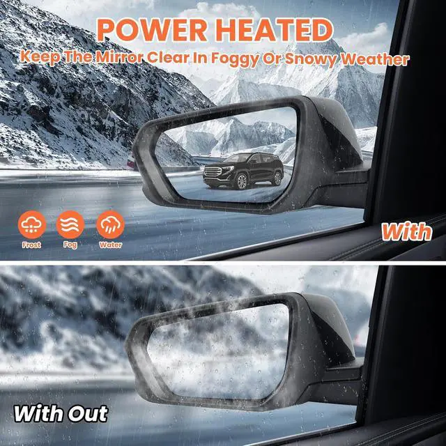 Alt view image 5 of 7 - Driver Side Mirror Compatible With 2018-2024 Chevy Equinox GMC Terrain 8Pin | Mirrors With Power Glass Heated Turn Signal Blind Spot Replaces#84225386 (Black)