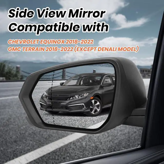 Alt view image 4 of 7 - Left Driver Side Mirror Compatible With 2018 2019 2020 2021 2022 2023 2024 Chevy Equinox Mirros with Heated Power Glass Manual Folding Matte Black Replace#84225382(5Pins)