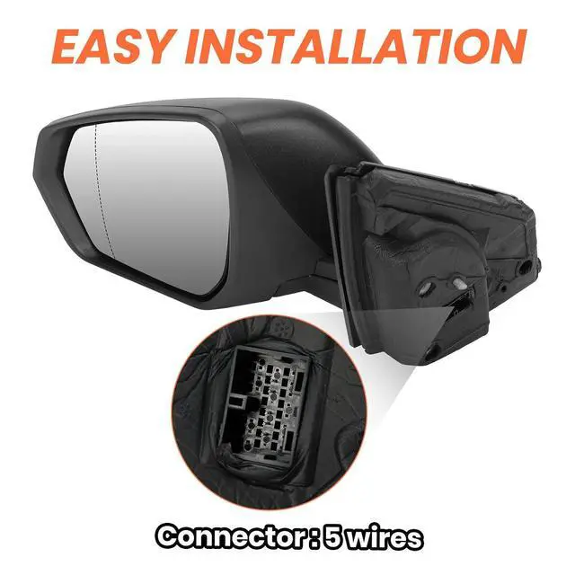 Alt view image 5 of 7 - Left Driver Side Mirror Compatible With 2018 2019 2020 2021 2022 2023 2024 Chevy Equinox Mirros with Heated Power Glass Manual Folding Matte Black Replace#84225382(5Pins)