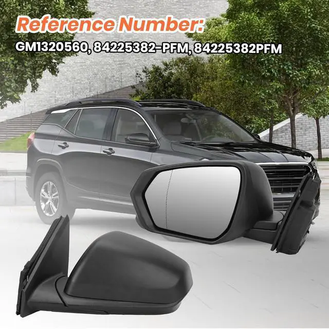 Alt view image 7 of 7 - Left Driver Side Mirror Compatible With 2018 2019 2020 2021 2022 2023 2024 Chevy Equinox Mirros with Heated Power Glass Manual Folding Matte Black Replace#84225382(5Pins)