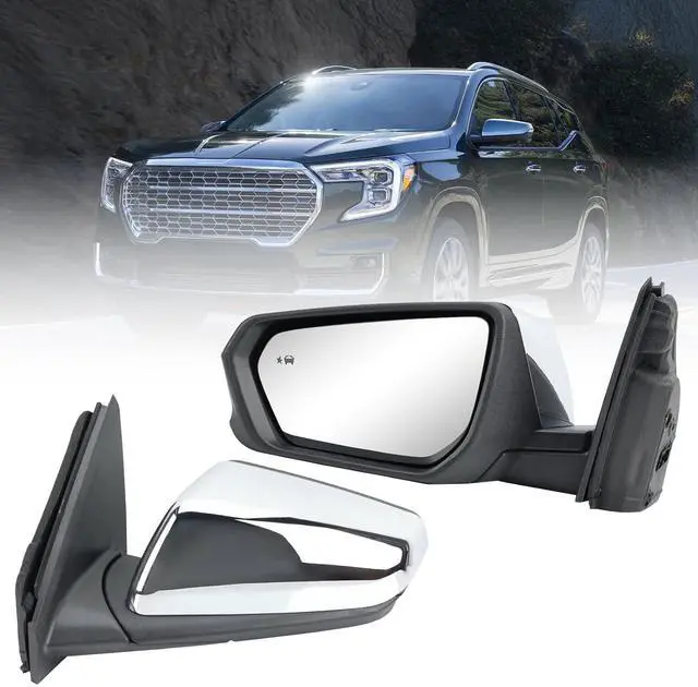 Main image of Driver Side Mirror Compatible With 2018 2019 2020 2021 2022 2023 2024 Chevy Equinox GMC Terrain Mirrors With Power Glass Heated Turn Signal Blind Spot Replaces#84225386 (Chrome) 8 Pins